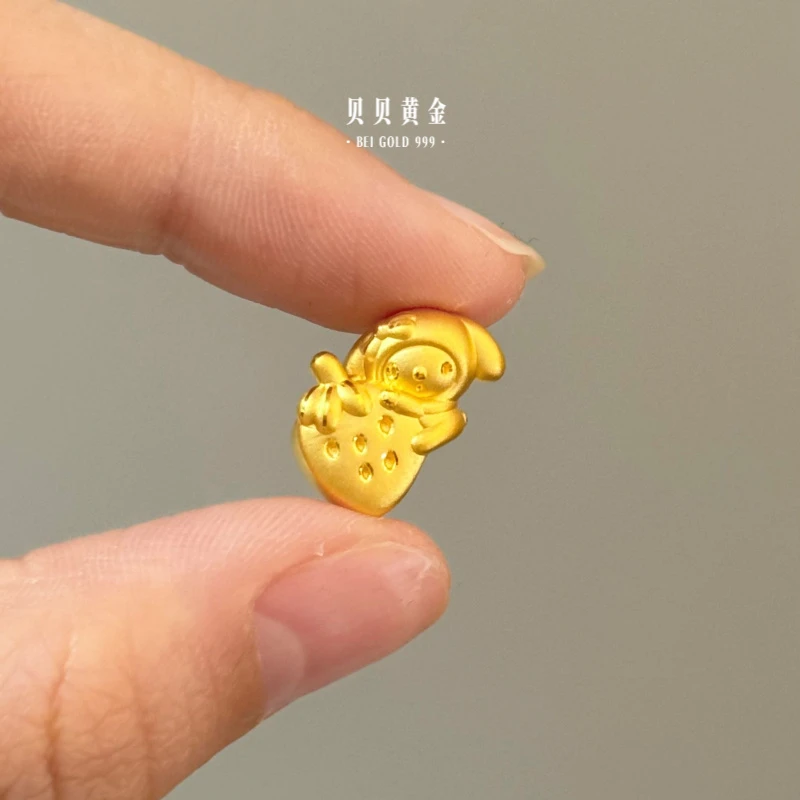 贝贝黄金 足金999 美乐蒂抱草莓 素金 转运珠 102