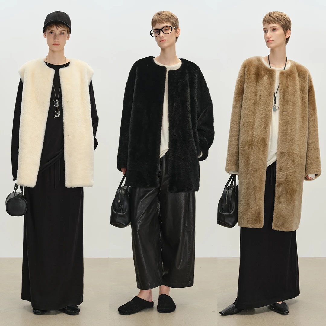 MSBEAST北欧风圆领进口美利奴皮毛一体外套/宽肩马甲丨时光独白