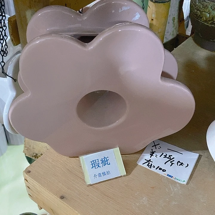 紫砂花盆多肉瑕疵盆有孔。