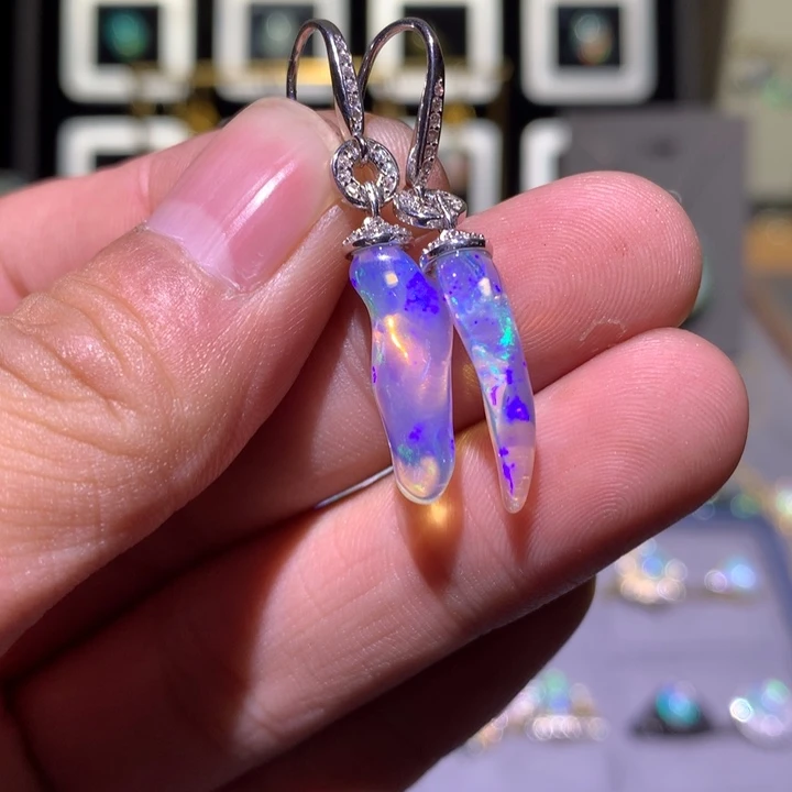 欧泊银S925镶嵌欧泊耳饰