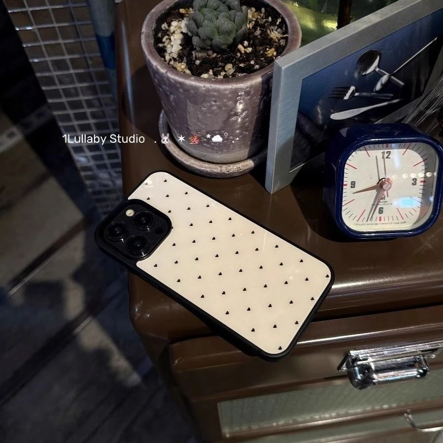 奶油12适用苹果15爱心iPhone16promax玻璃壳手机壳14防摔13黑边壳