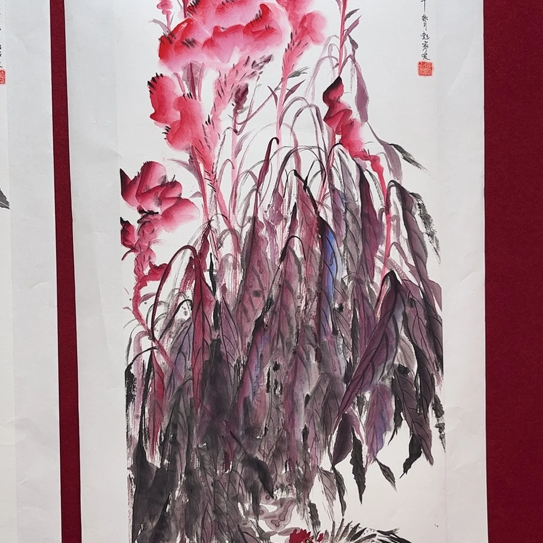 曲***华国画赵家爱老师三尺花鸟奇