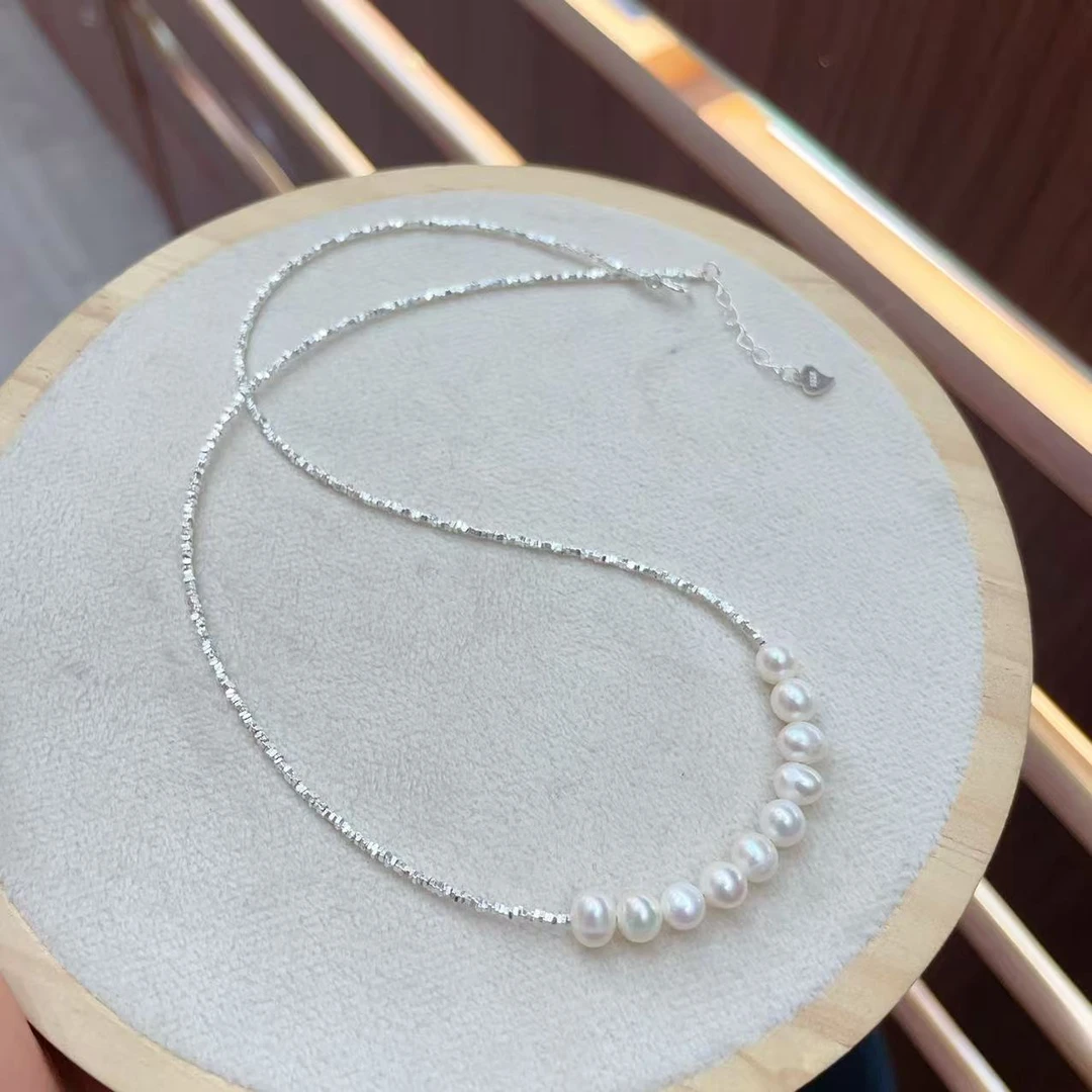 淡水珍珠配碎银子项链 YQ 0577