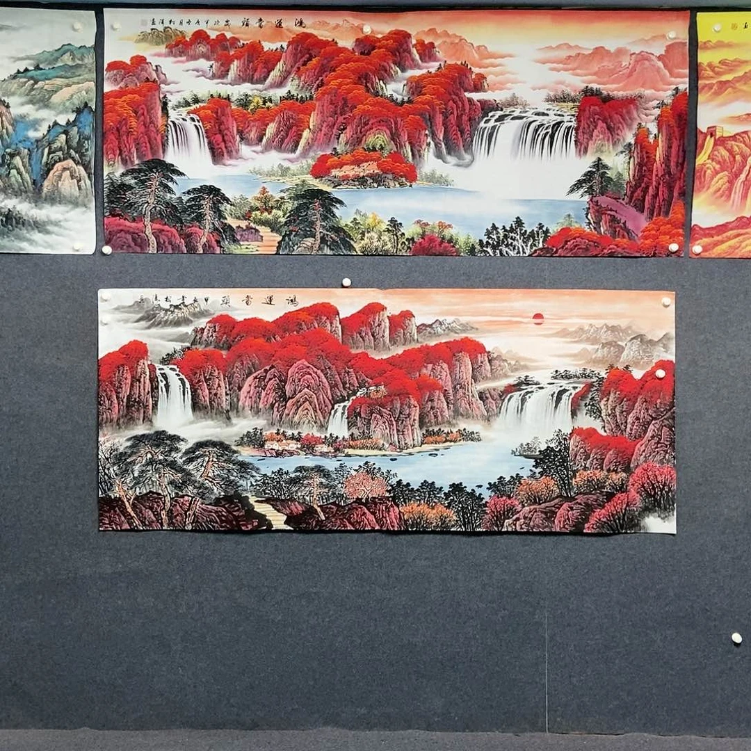 国画小八尺山水一副