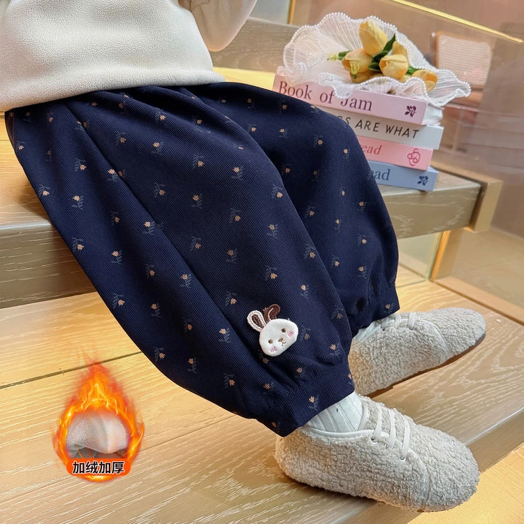 女童加绒裤子秋冬款2025新款超好看宝宝长裤冬季儿童冬装休闲卫裤