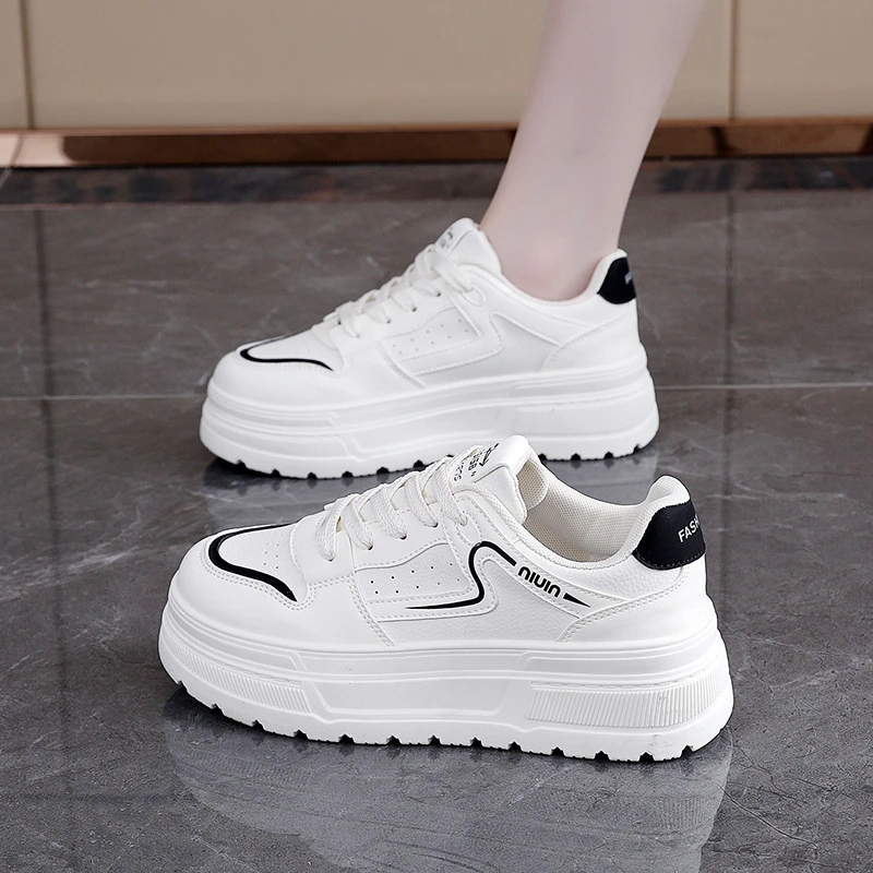 春秋款增高5cm小白鞋女2025年新款板鞋厚底休闲运动增高鞋子女款