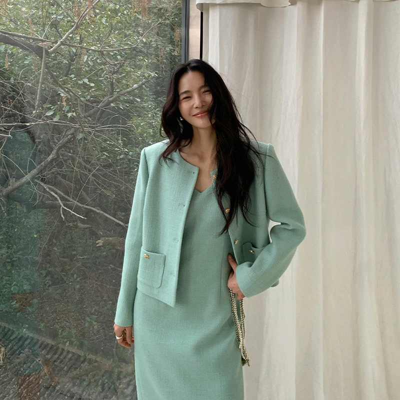 【ALONE SAVOR】小香风（no退no换）时尚外套连衣裙女休闲上衣P042