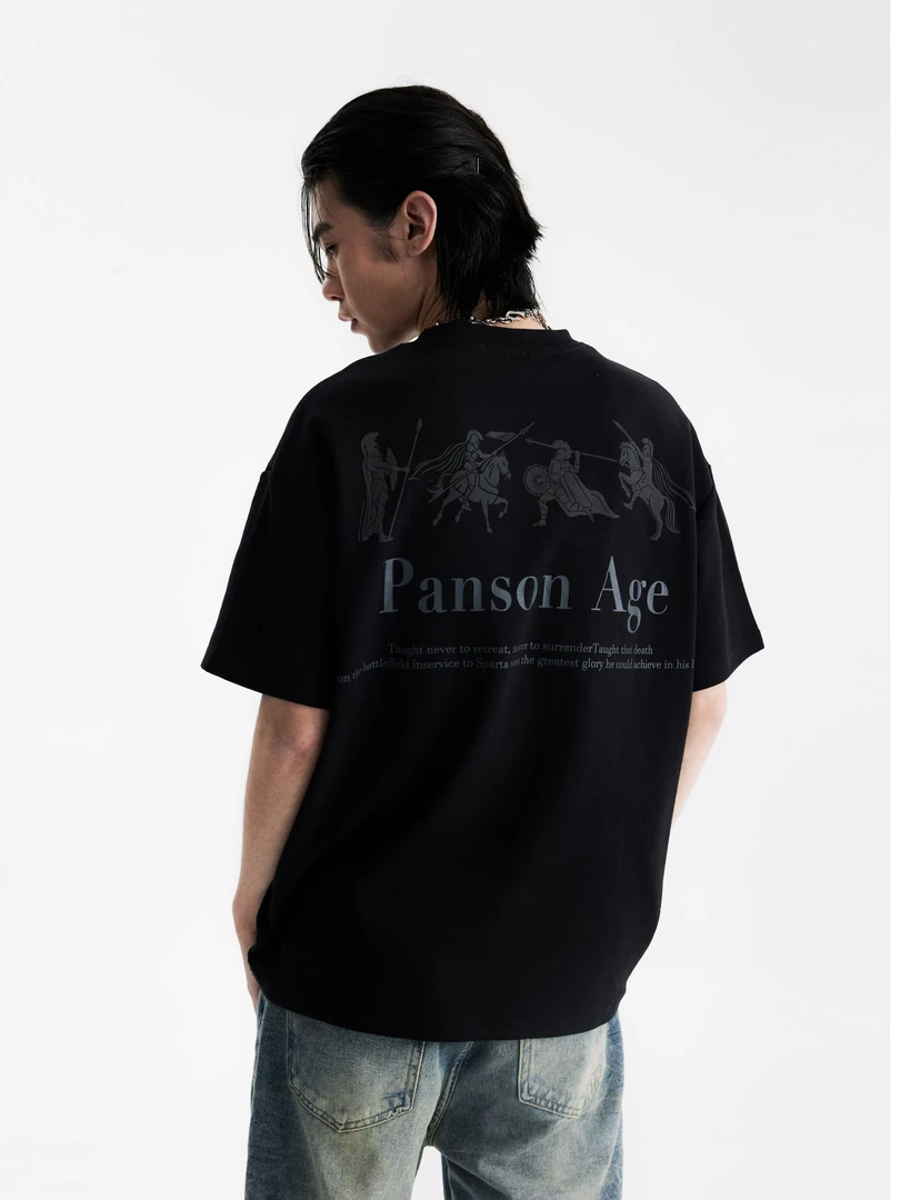 【KIKI】浅灰色美式高街短袖男夏季潮牌高级感t恤宽松半截袖T473