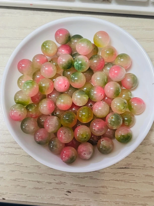 高冰盐源水蜜桃散珠A318 卡8MM 30颗（赠弹力绳）