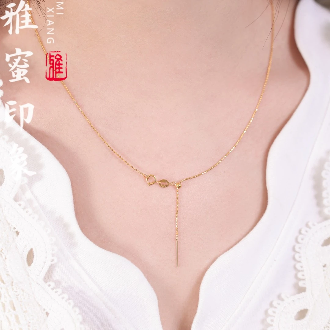 9【雅蜜印象】18K金豆豆链调节素链（内部含机括金属，多样性发货）