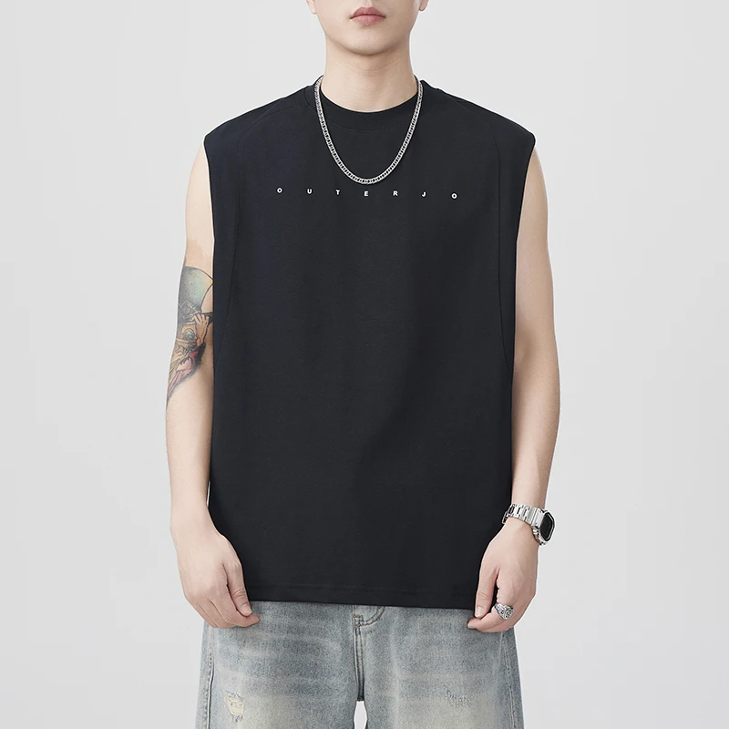 宽松运动休闲发泡印花工艺夏季男士无袖背心Z8086
