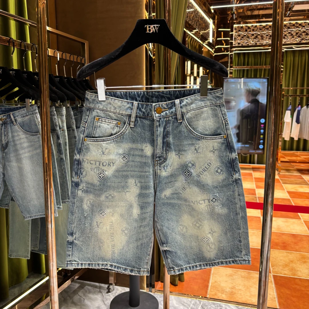 强p【牛仔短裤】2025夏季新品轻奢重工时尚百搭牛仔短裤77086