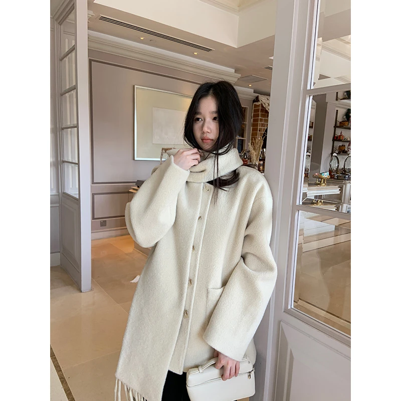 YOKLASS少女家【现】杏色单面呢气质外套冬季小个子百搭上衣 N29265