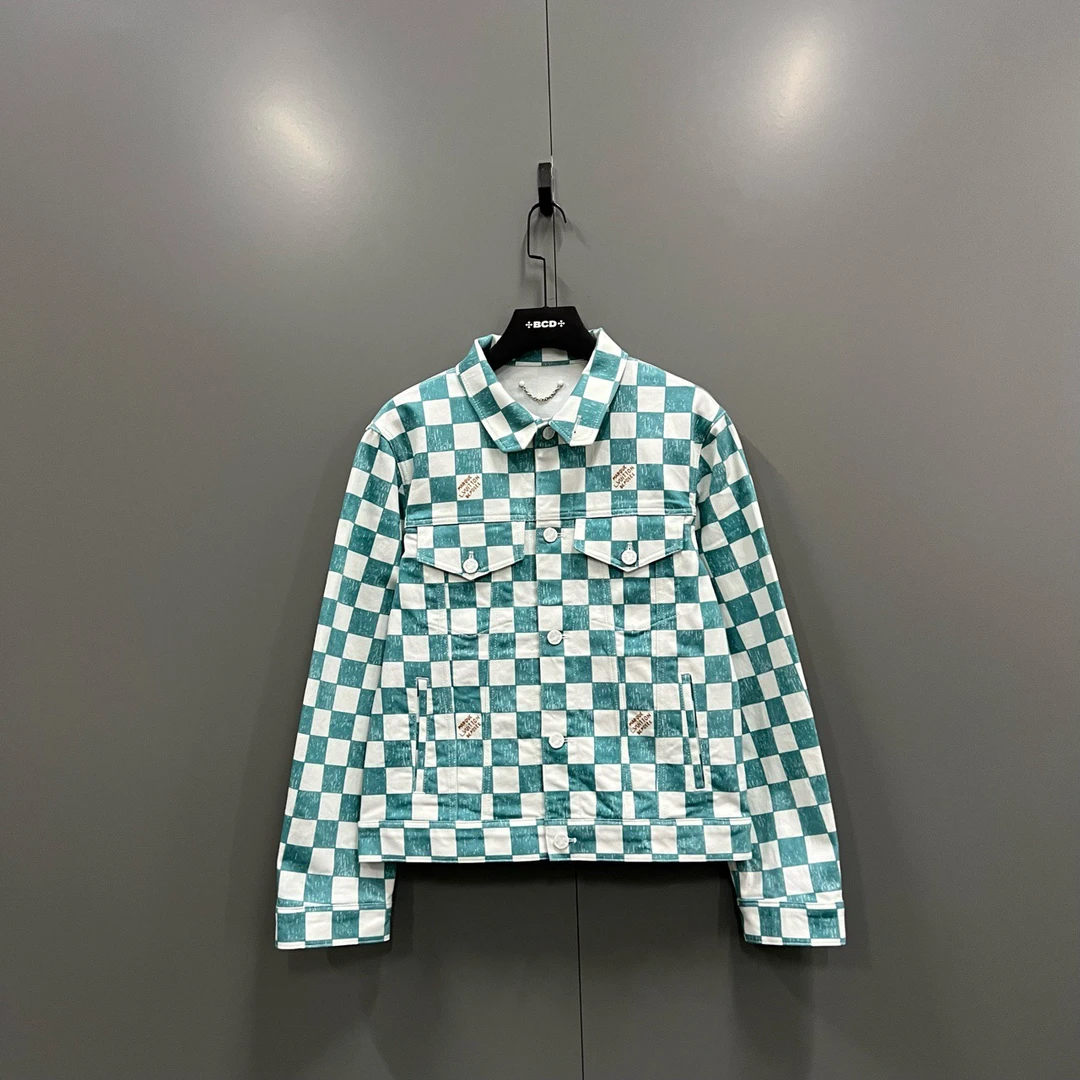 95新 LouisVuitton/路易威登 q211 棋盘格牛仔夹克 48码/jc601730