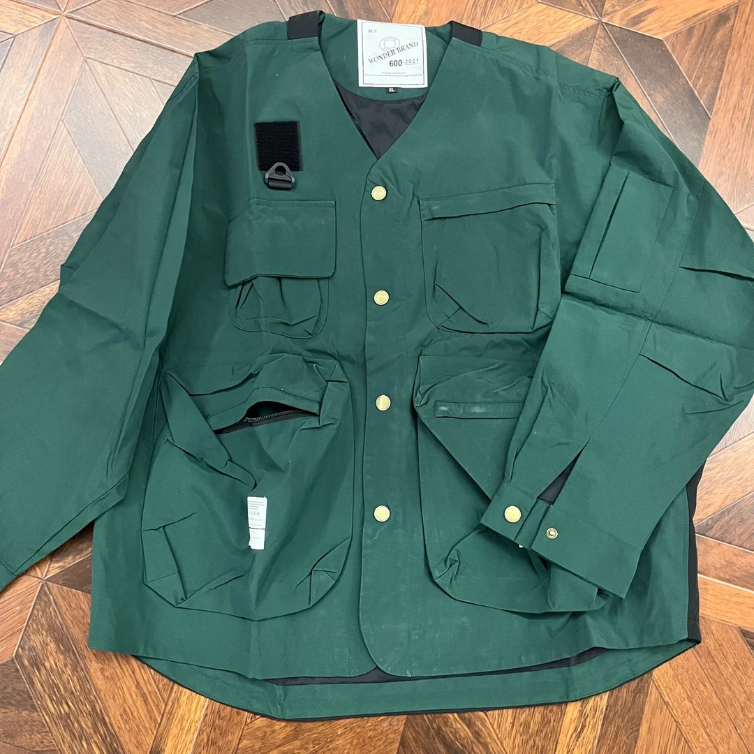 日系风格机能服户外多口袋无领夹克828