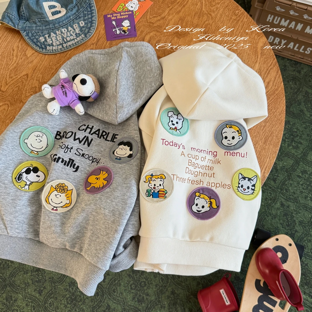 【原田史努比】二Hihoniya~2025秋季亲子卡通徽章潮牌连帽韩版外套