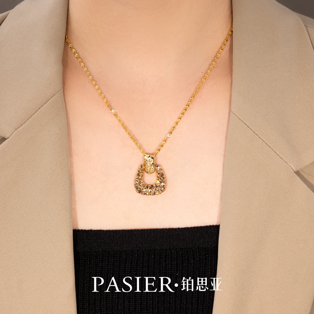 铜合金合成锆石项链 铂思亚小众气质精致 [黎粟]项链BD9520香槟