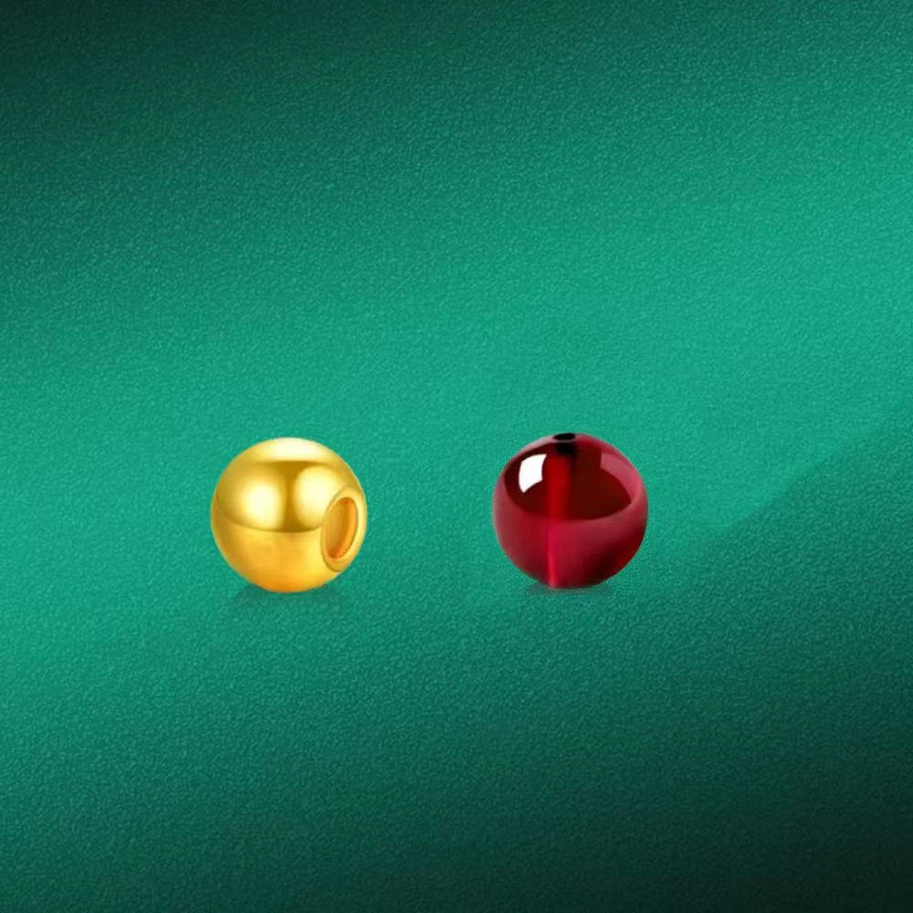 足金黄金金珠配玉髓圆珠（拍五赠一颗金珠+赠合金链）WS8499盛总