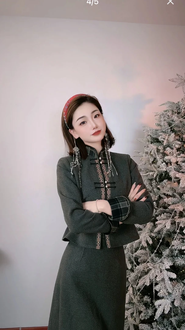 蒙古元素民族风对襟套装