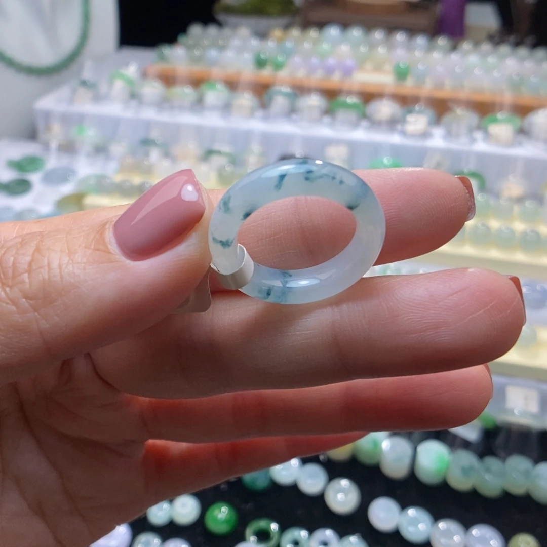 翡翠未镶嵌戒指13号蓝花