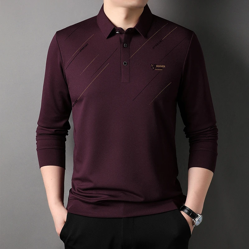 2025新款秋季男士翻领polo衫男商务休闲长袖百搭休闲时尚上衣