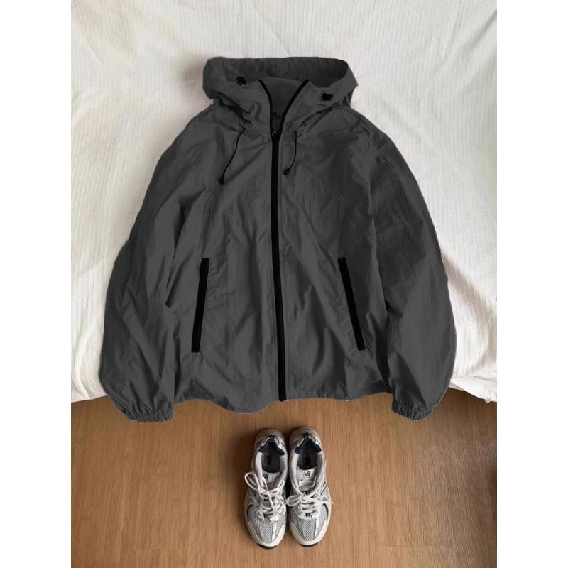 深灰色upf50+户外防晒衣男夏季冰丝速干骑行登山服情侣薄款防晒服