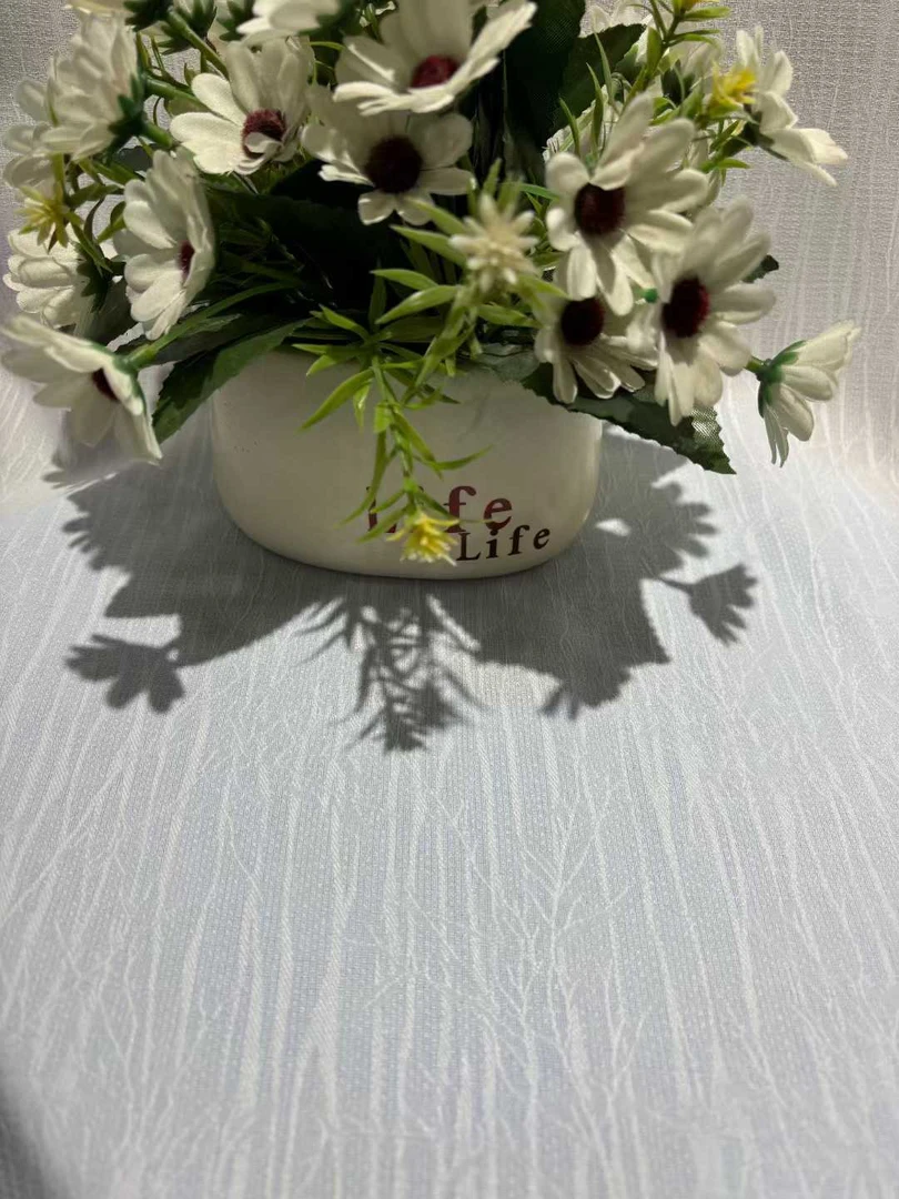 新款免定型M提花窗纱（33-17白色，33-18麻色）