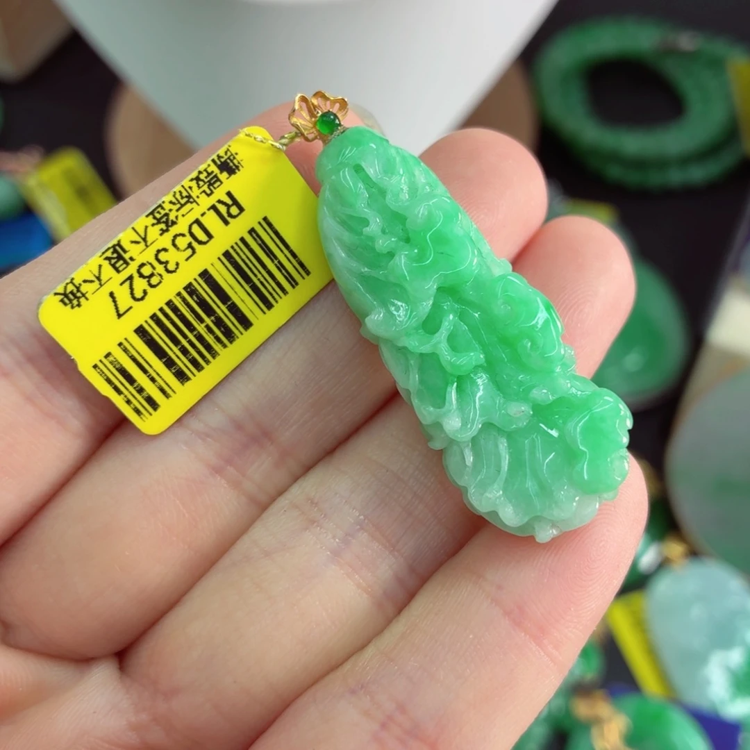 翡翠18K金镶嵌吊坠(不含链)