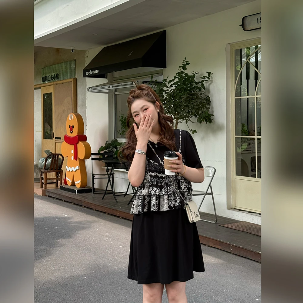 楠序【波尔曼】源子微胖女装 2025年夏装新品休闲时尚连衣裙YZ36539