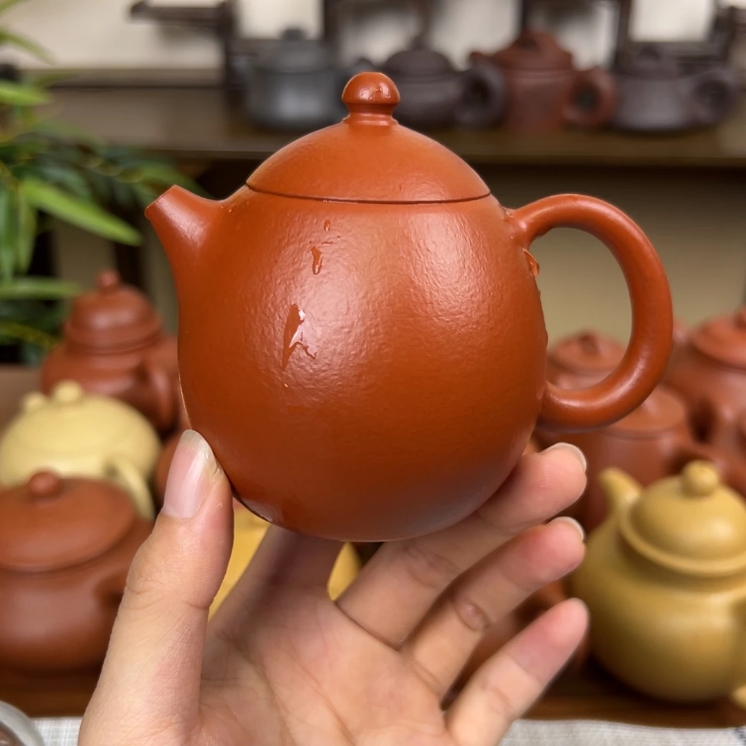 紫砂茶壶紫砂壶龙蛋朱泥170cc全手