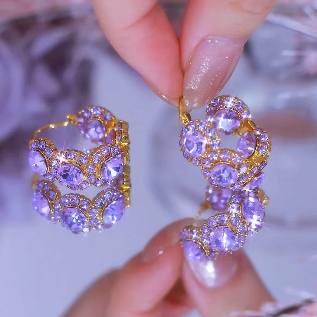 铜合金合成锆石耳饰 004紫气东来轻奢大气时尚耳圈女士女式耳环