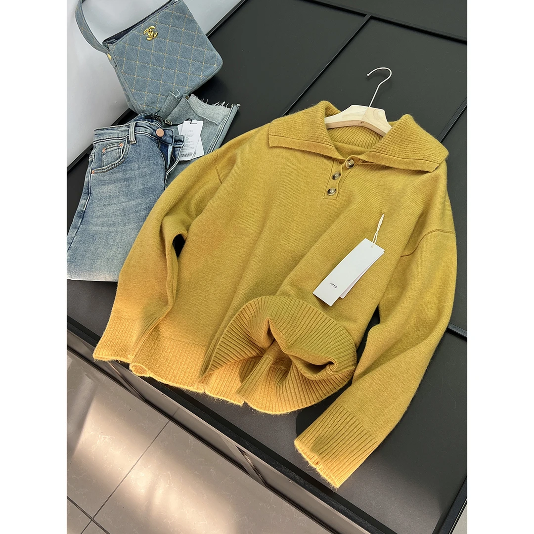 减龄好质感！文气有型 纯色简约大翻领显瘦针织衫通勤毛衣女