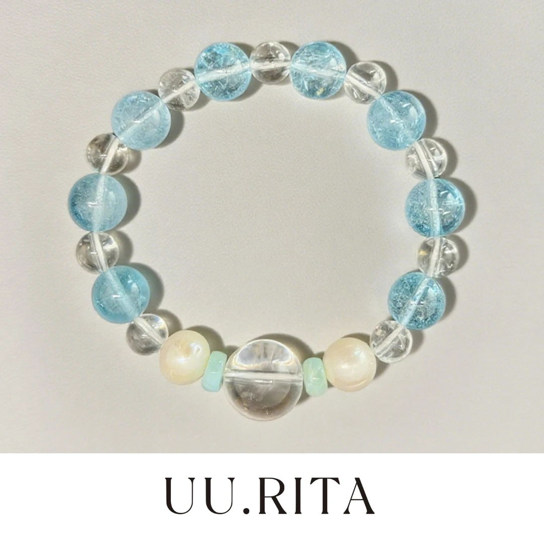 UU.RITA 原创设计「沫」天然白水晶珍珠海洋风混搭清澈宁静25ACL007