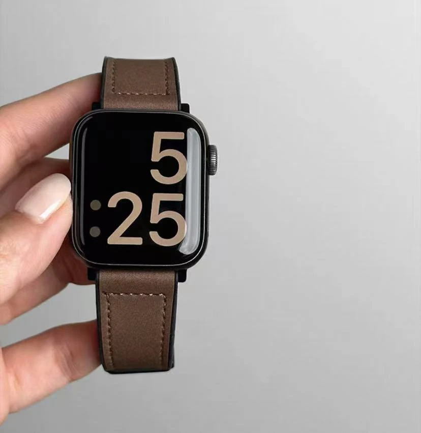 新款疯马皮硅胶磁吸表带iwatch适用苹果全系手表applewatch复古