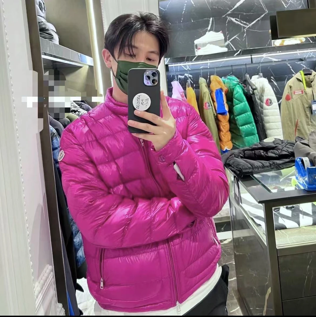 未使用 MONCLER 盟可睐/GG/ACORUS男女同款玫瑰红羽绒服  折扣款