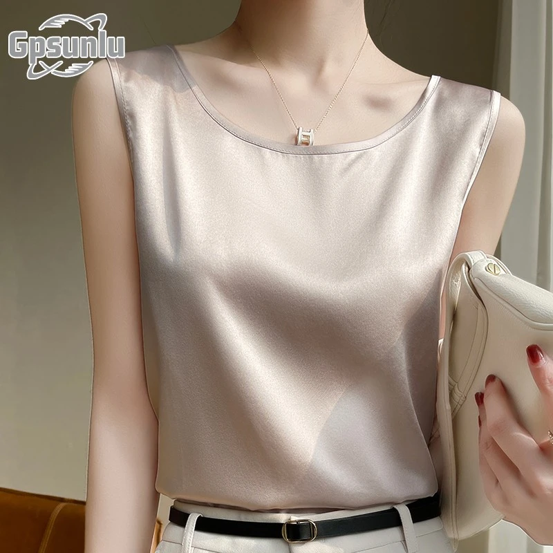 gpsunlu夏季新款缎面小吊带背心女圆领内搭女夏季内搭吊带背心