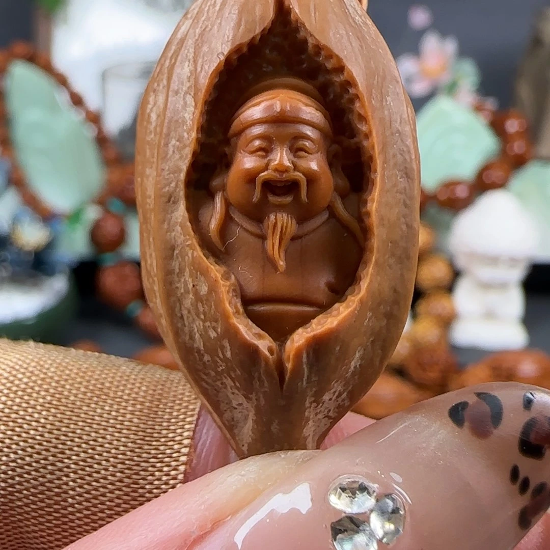 橄榄核手串/手链宽2.0鸡血红水晶核包衣福禄寿单籽