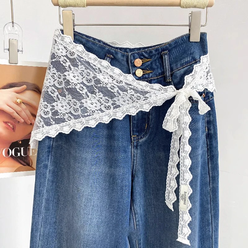 2025春夏新款设计感丝巾蕾丝半身裙提花网纱腰巾叠穿户外三角屁帘