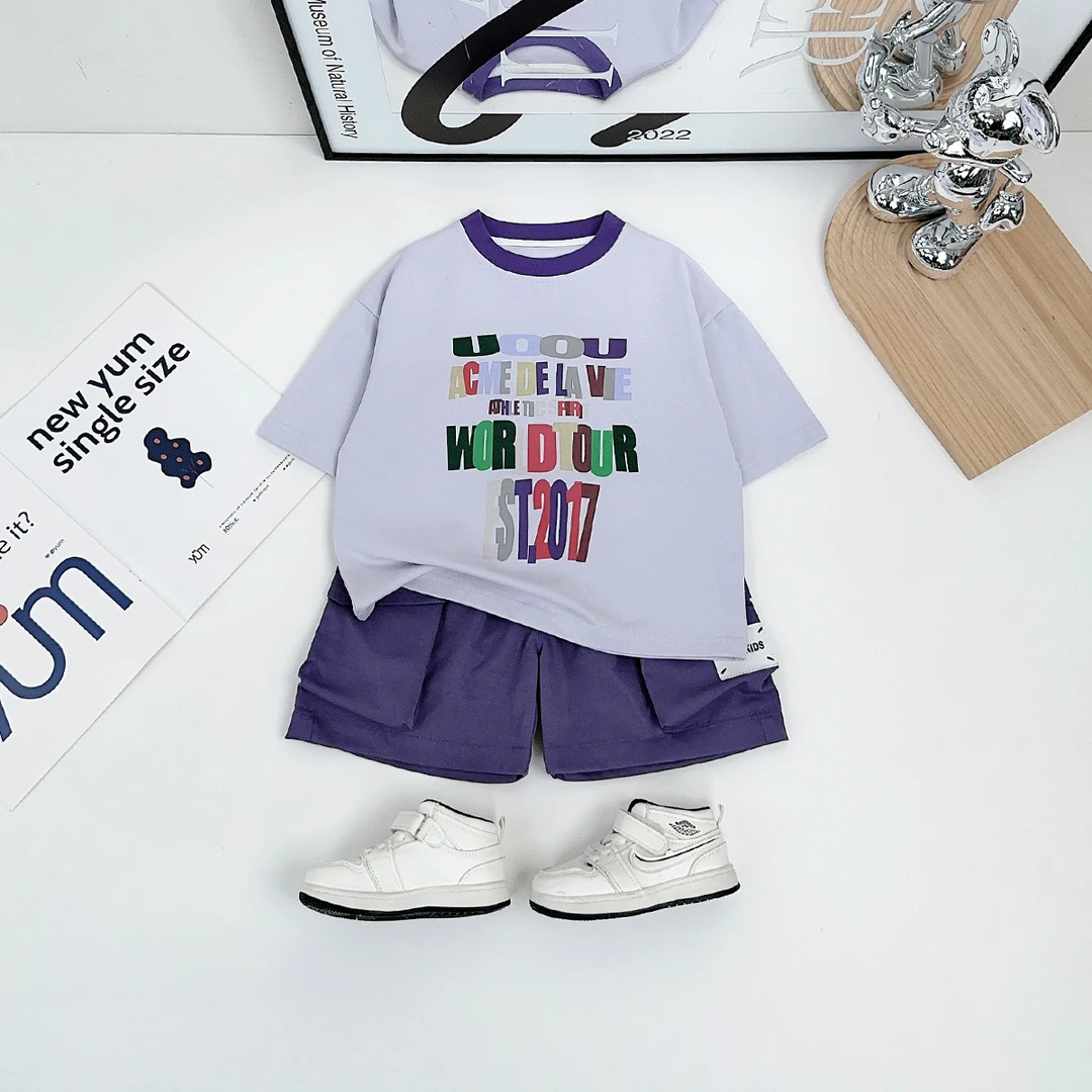 儿童夏装套装夏季2025新款男童短袖两件套 HZ25448 悠悠童话童装