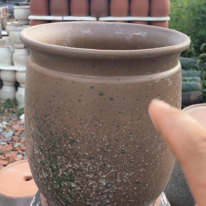紫砂花盆高30口25黄色马桶