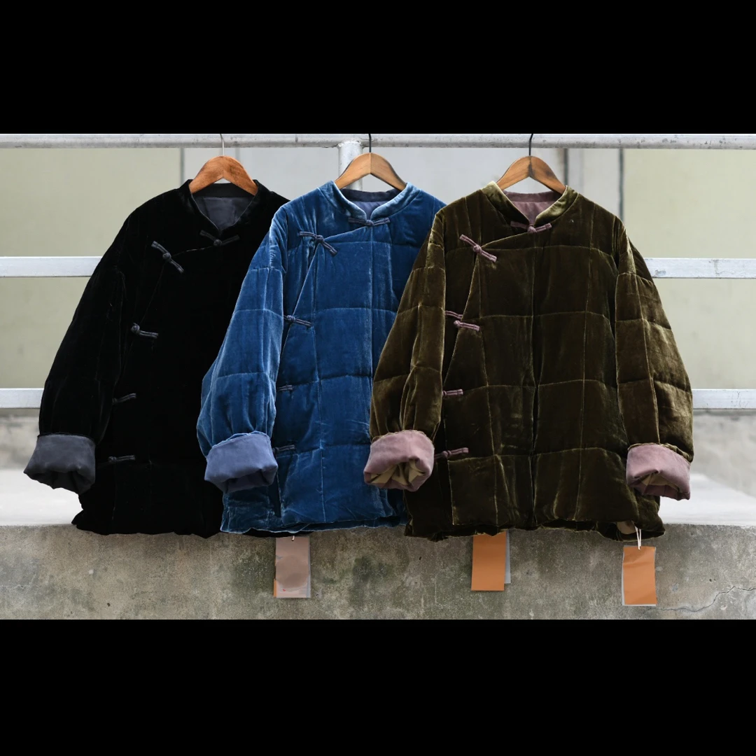 『蝶家』新中式丝绒保暖冬季羽绒外套8047