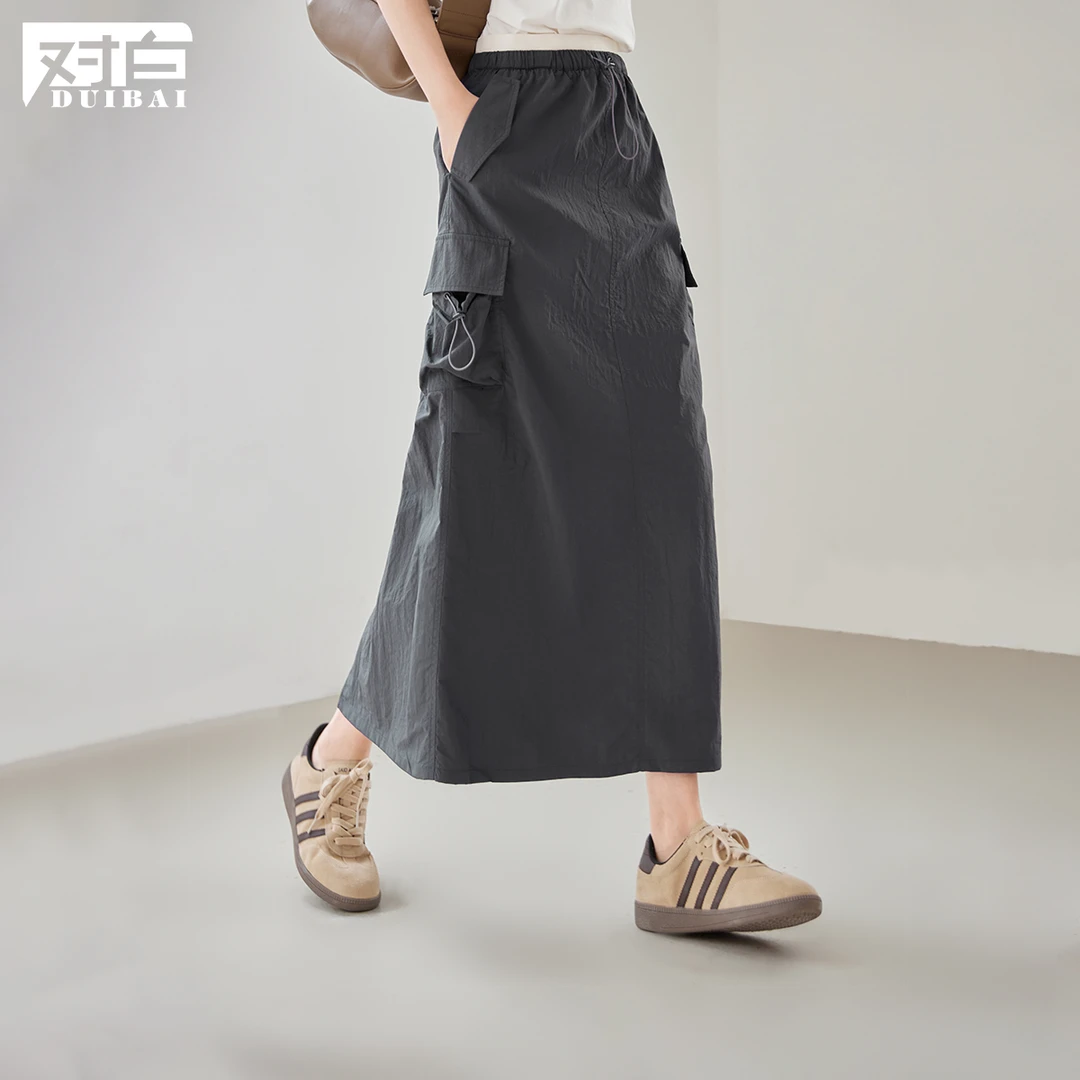【澳门港正品】D01对白工装半身裙女梨形显瘦中长款直筒裙EDS131