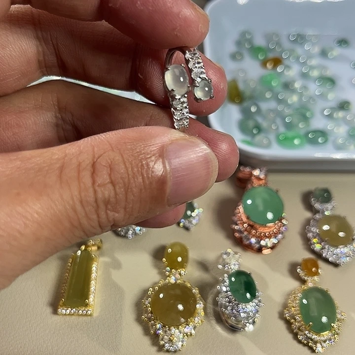 翡翠银S925镶嵌戒指