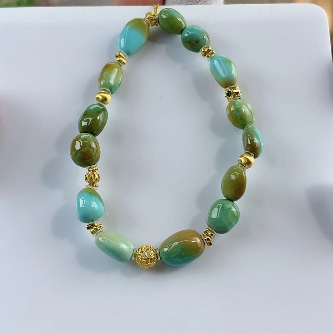 绿松石珠宝奇石18K金镶嵌