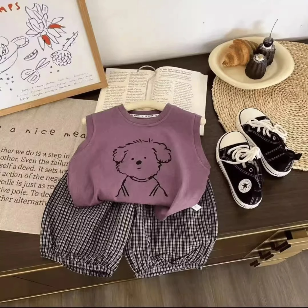 娇娃布迪2025新款男童卡通小狗背心洋气休闲上衣儿童夏季纯棉背心