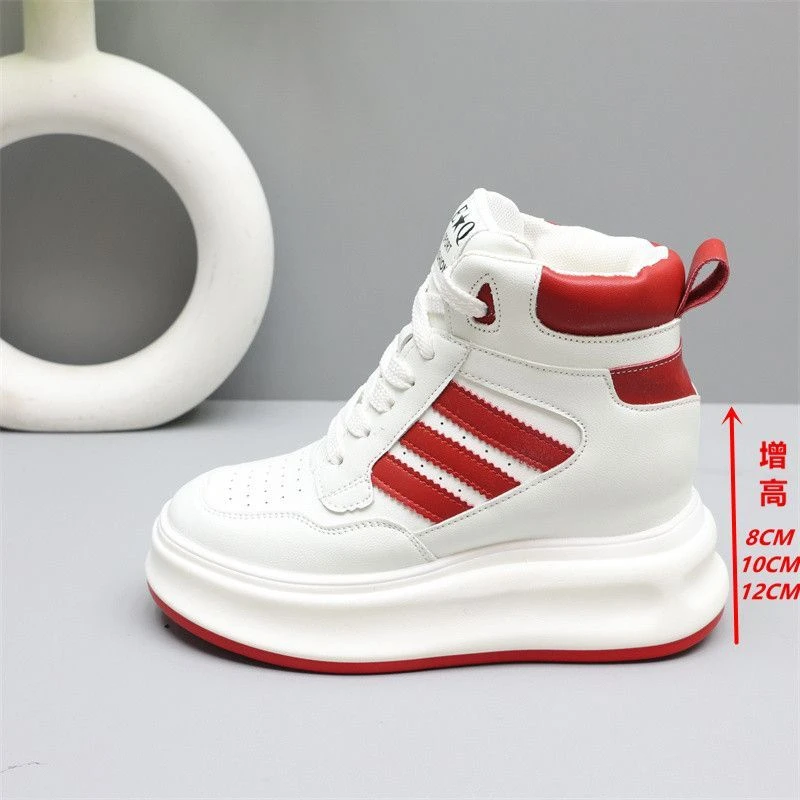 高帮鞋女鞋8cm厚底松糕鞋小个子10-12cm小白鞋女鞋休闲运动鞋板鞋