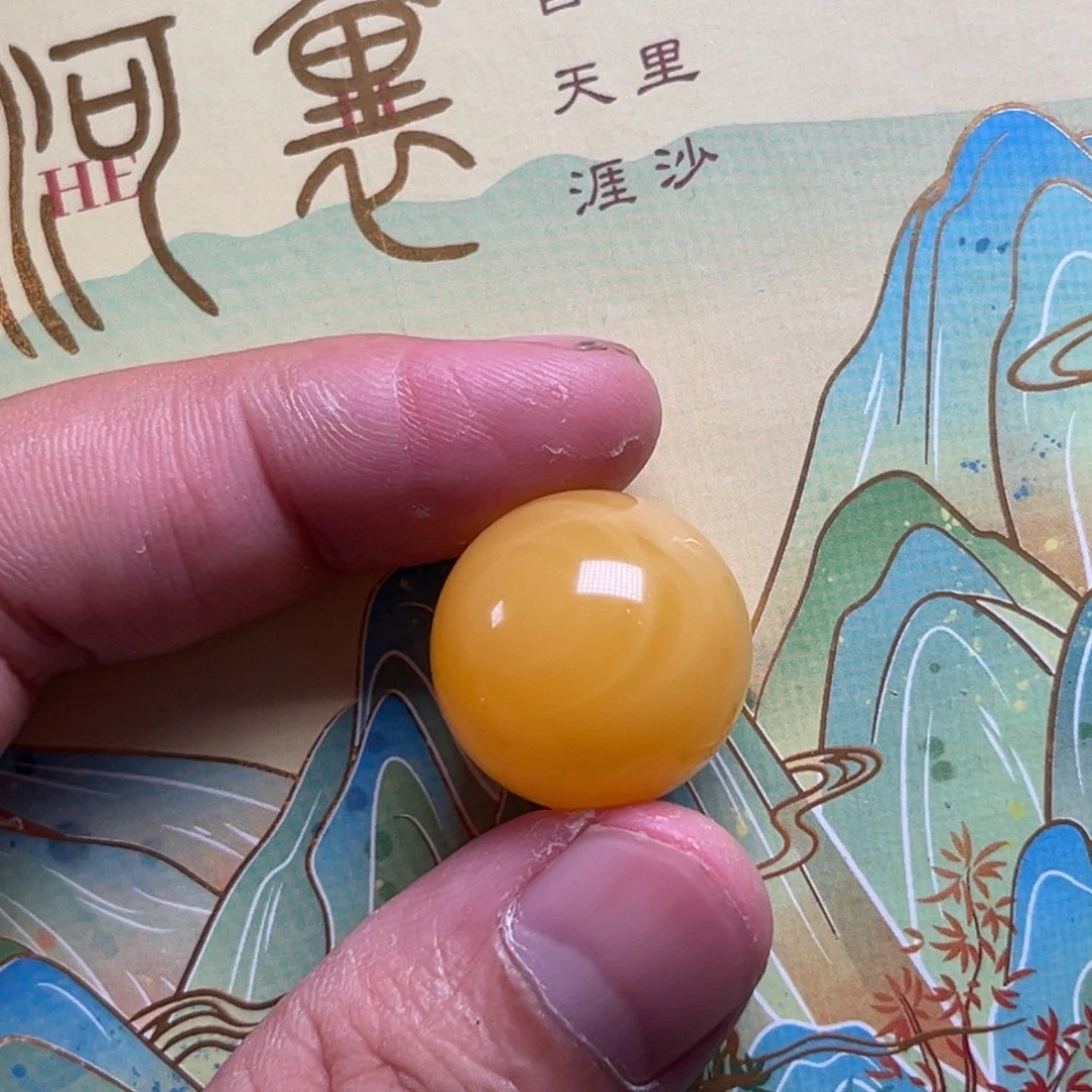 琥珀未镶嵌裸石焦皮鸡油红20.4