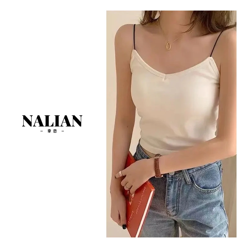 【现货秒发】豆子优选-时尚舒适带胸垫纯欲修身小吊带美背DZ19116