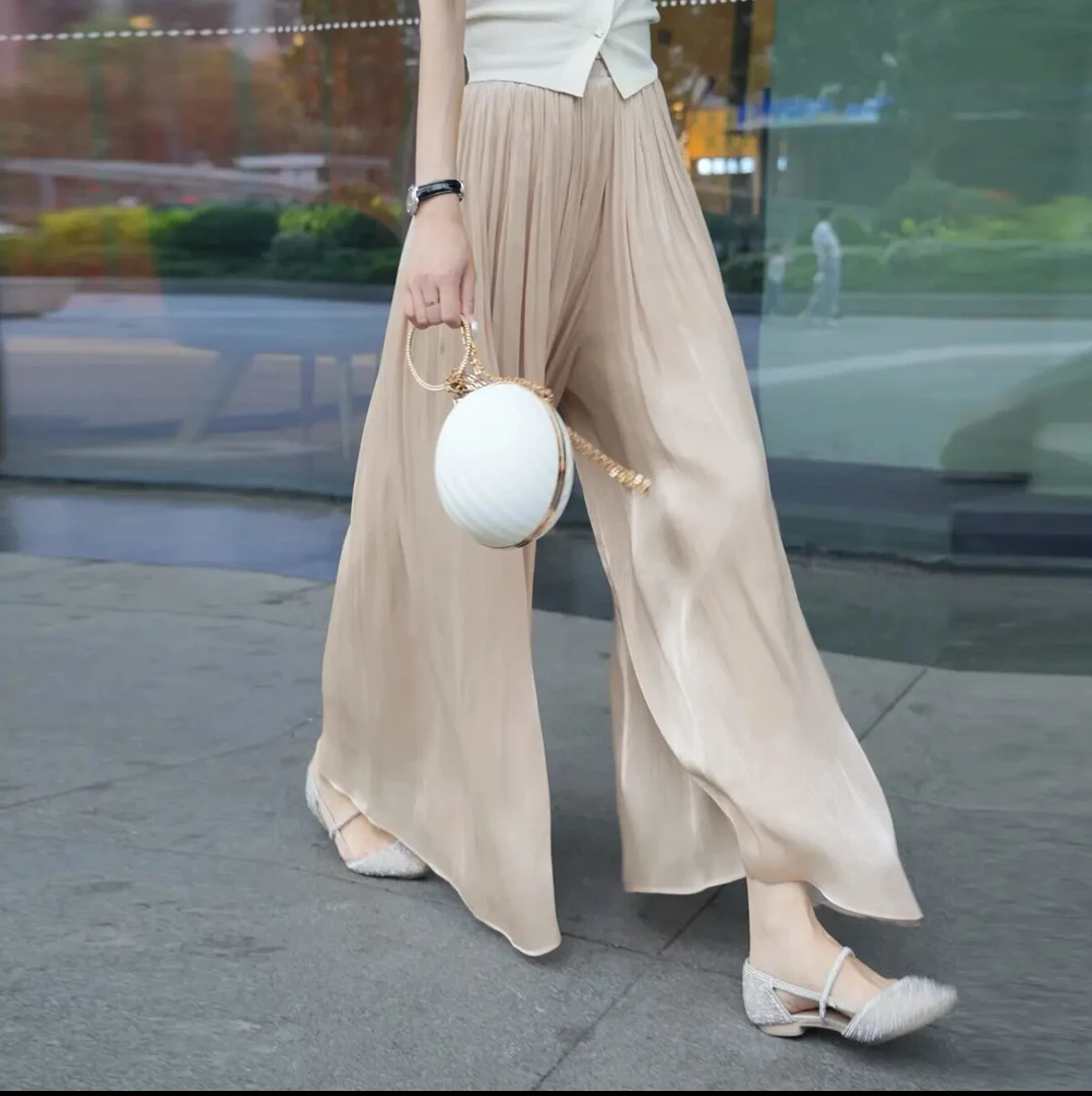 珠光鎏璃纱显瘦半身裙裤2025夏季新款轻奢气质大裙摆中长款A裙子