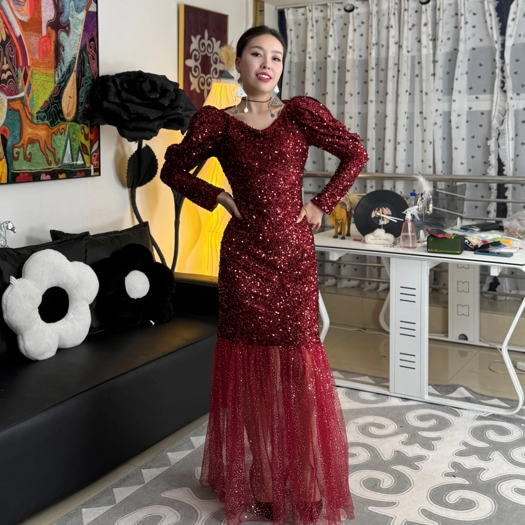 2025最新款碎钻紧身礼服连衣裙